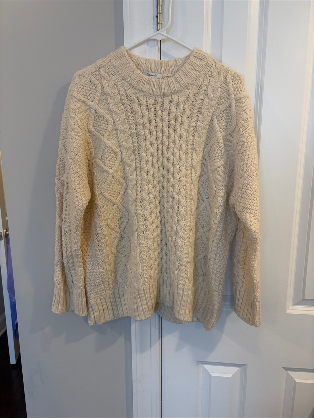 Madewell Cream Cable Knit Pullover